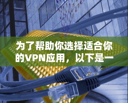 为了帮助你选择适合你的VPN应用，以下是一个分步骤的推荐和比较指南